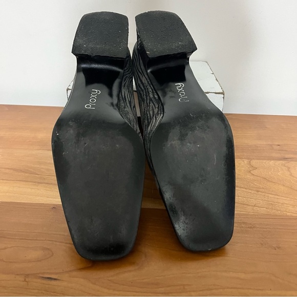 Proxy Suede Leather Heels Women 8 Square Toe Patchwork Zebra Snake Black - Picture 6 of 7